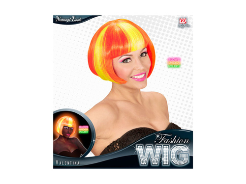 Peruca Valentina galben neon cu accente portocalii