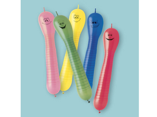 Baloane în formă de viermi de pământ, culori mixte - 12 buc.