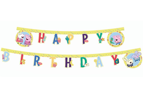 Fericit ziua de naștere Peppa Pig banner - 230 cm - 1 buc.