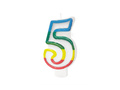 Lumânare numerică cu margine colorată numărul 5 - 8,5 cm - 1 buc.