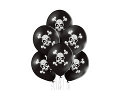 Baloane de Halloween cu craniu din latex - 30 cm - 6 buc.