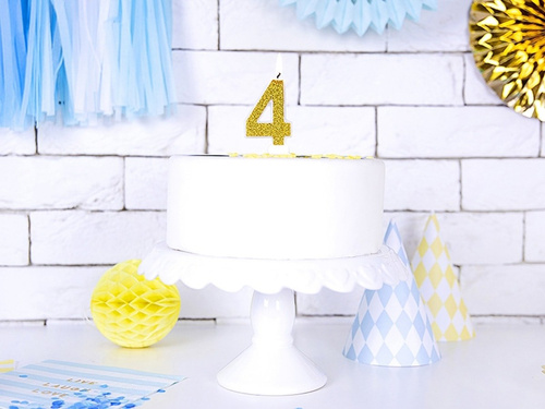 Lumânare numerică cu sclipici - 4 - 1 buc.