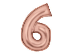 Balon din folie satinată numărul 6 roz auriu - 86 cm - 1 buc.