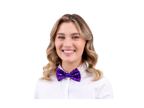 Papion violet cu paiete - 7 x 12 cm - 1 buc.