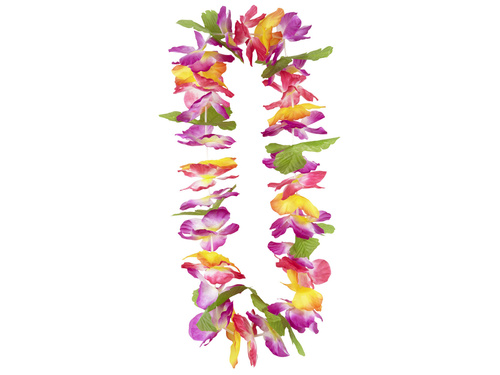Colier ghirlandă hawaiiană multicoloră cu frunze - 1 buc.
