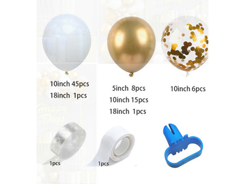 Set de baloane pentru ghirlandă în culori alb și auriu – 79 de bucăți.