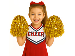 Pompoane aurii metalice pentru majorete - 2 buc.