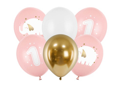 Set de baloane din latex Elefant pentru ziua de naștere a unei fete - 30 cm - 6 buc.