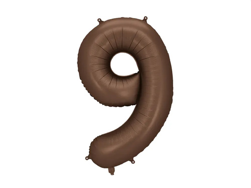 Balon din folie maro cu numărul 9 - 86 cm - 1 buc.