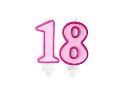 Lumânări cu număr roz - 18 - optsprezece - 2 buc.