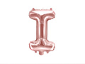 Balon din folie litera "I" roz și auriu - 35 cm