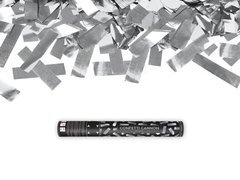 Tub de tragere - confetti și serpentine argintii metalice - 40 cm - 1 buc.