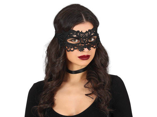 Mască de carnaval din dantelă neagră - 1 buc.