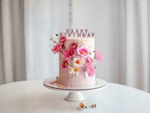 La mulți ani lumânări spade - aur roz