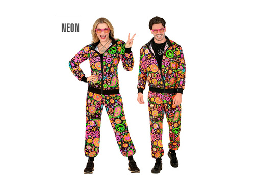 Costum de petrecere - neon peace & love pentru Hippie (trening)