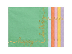 Șervețele Pastel Happy Birthday - 33 cm - 12 buc.