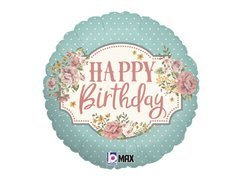 Balon cu folie Vintage Happy Birthday - 46 cm - 1 buc.