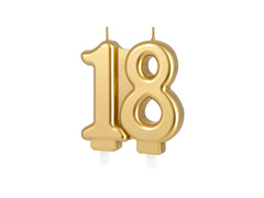 Lumânare aurie pentru a 18-a aniversare - 7,5 cm - 1 buc.