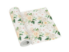 Traversă decorativă pentru masă „Trandafiri Bej” – 40 cm x 24 m – 1 bucată.