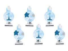Fluierături de trompetă desfășurate pentru petrecerea de aniversare stele albastre - 6 buc