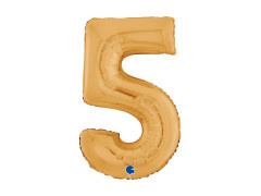 Balon din folie numărul 5 auriu - 26" - 1 buc.