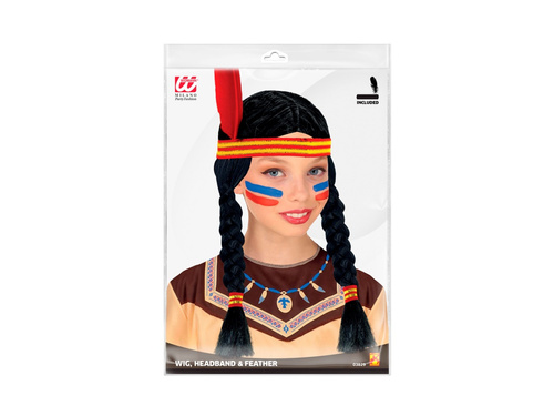 Peruca indiană cu bentiță și pană