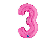 Balon din folie numărul 3 fuchsia - 14" - 1 buc.