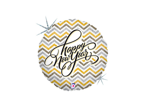 Balon rotund din folie Happy New Year - 14" - 1 buc.