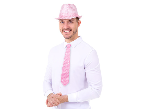 Cravată cu paiete - roz deschis - 36 cm - 1 buc.