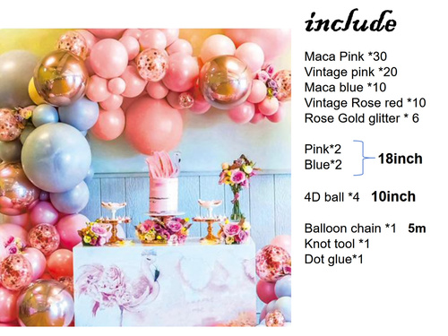 Set de baloane pentru ghirlandă în culori roz și albastru – 84 de bucăți.