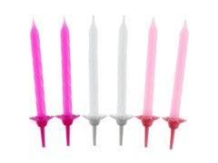 Lumânări aniversare roz deschis, roz închis și alb - 24 buc.