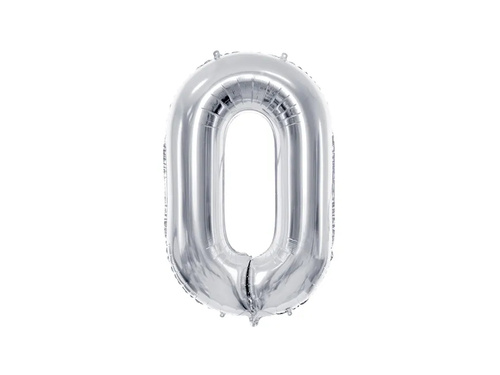 Balon din folie numărul 0 argintiu - 72 cm - 1 buc.