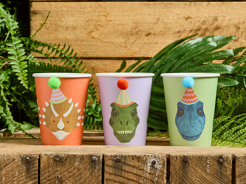 Cupe aniversare dinozauri - 250 ml - 8 buc.
