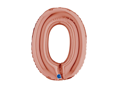 Balon din folie numărul 0 roz auriu - 14" - 1 buc.