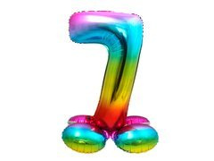 Balon vertical din folie cu numărul 7 curcubeu - 81 cm
