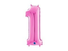 Fucsia numărul 1 balon de folie - 66 cm - 1 buc.