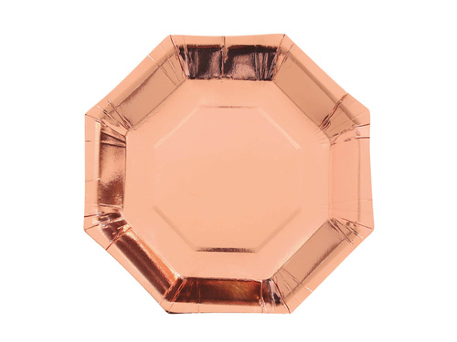 Farfurii octogonale aur roz - 23 cm - 6 buc.
