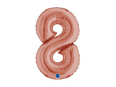 Balon din folie numărul 8 roz auriu - 14" - 1 buc.