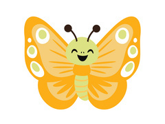 Decorațiune fluture galben cu două fețe - 36 x 29 cm