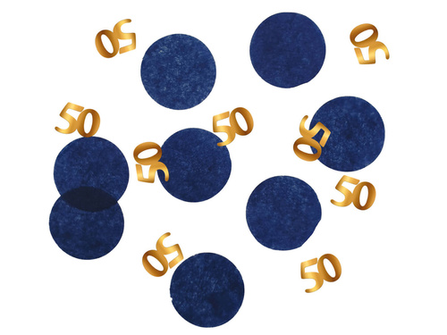 Confetti aniversare pentru a 50-a aniversare albastru marin și auriu - 25g