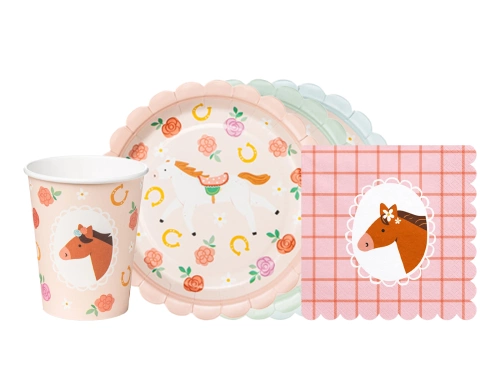 Set aniversar de hârtie cu cai - 36 buc.