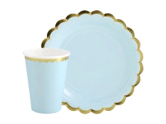 Set aniversar în albastru cu auriu - 24 buc.