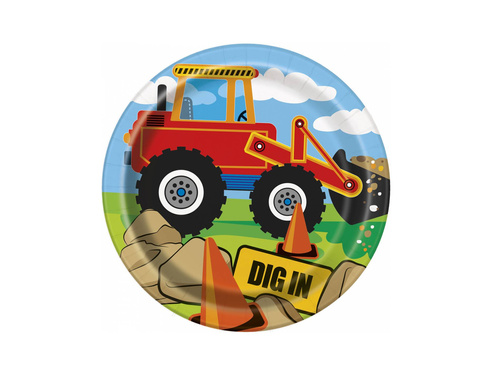 Farfurii aniversare Construcție - 18 cm - 8 buc.