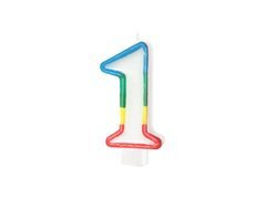 Lumânare numerică cu margine colorată numărul 1 - 8,5 cm - 1 buc.
