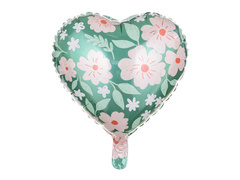 Balon din folie Inimă cu flori - 35 cm - 1 buc.