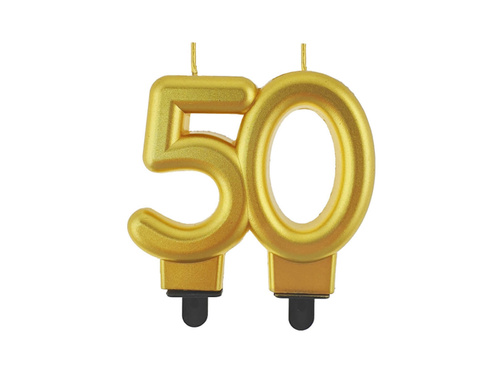 Lumânare metalică aurie aniversare 50 de ani - 1 buc.