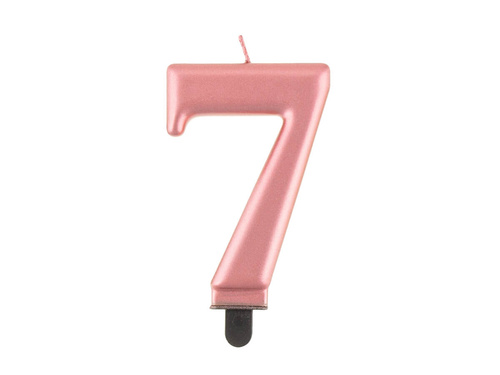 Număr metalic lumânare aur roz - 7 - șapte