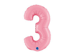 Balon din folie numărul 3 roz pastel - 14" - 1 buc.