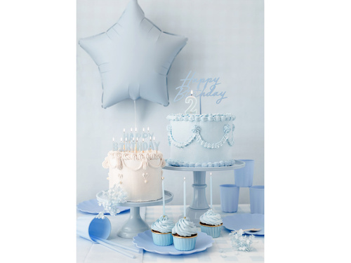 Happy Birthday inscripție lumânări picnic - albastru - 1 op.