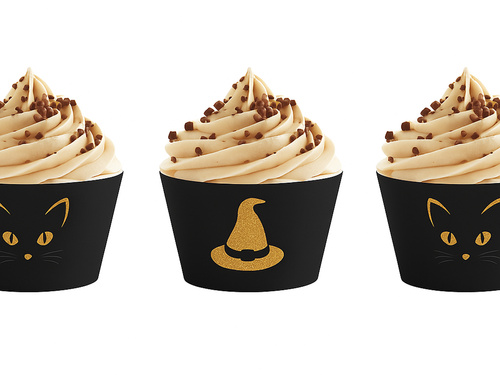 Rulouri pentru cupcakes Vrăjitoarea și pisica - 6 buc.
